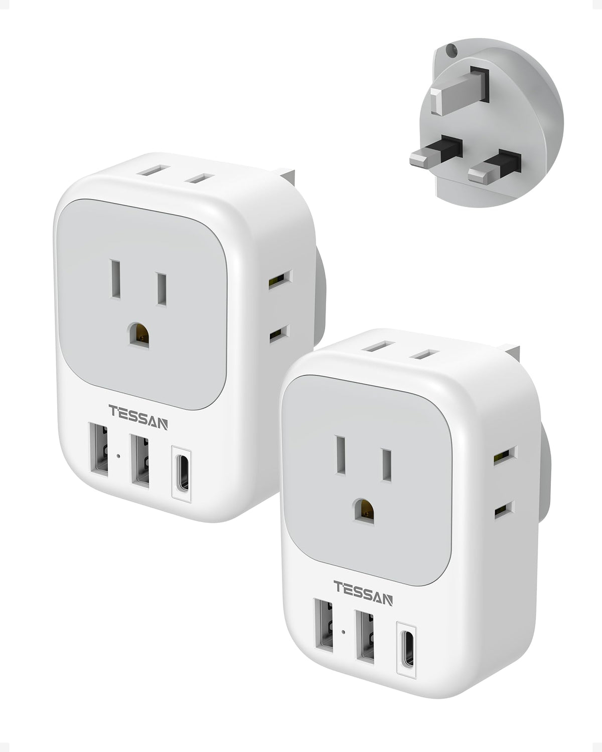TESSAN European Travel Plug Adapter 2 Pack, Type C Plug