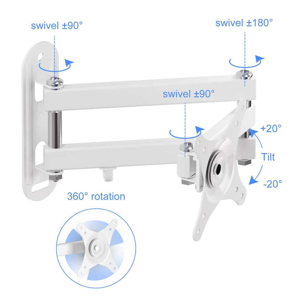 Suptek Full Motion TV Wall Mount Bracket for Most 13-30 inch TVs and Monitors, Flat and Curved TVs up to 28lbs, Tilt Swivel and 16.9 inch Extension, Max VESA 100x100mm, Black, MA2776