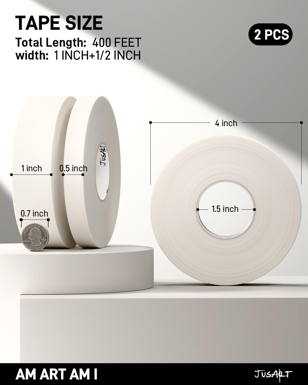 JusArt Artist Tape for Watercolor Paper, 1/2 inch Wide 200FT Long