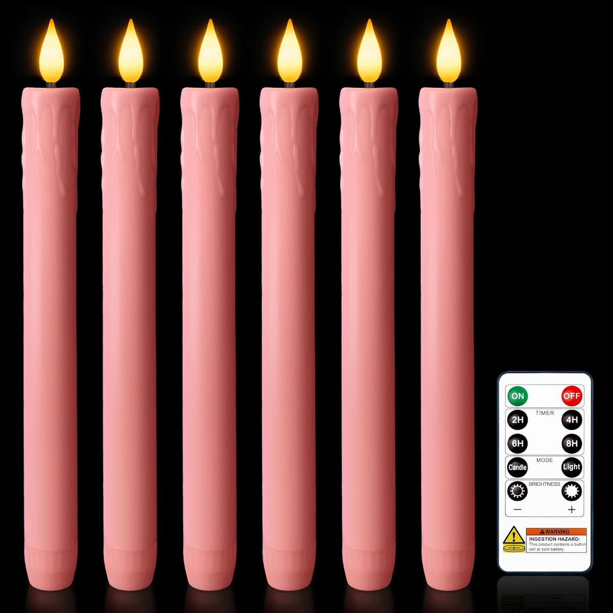 Homemory Real Wax LED Flameless Taper Candles with Remote Timer, 9.6 Inches Ivory Fake Candlesticks, Dripless Battery Operated Window Candle with 3D Flickering Flame for Fireplace Xmas Halloween