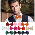 URAQT Men Pre-Tied Solid Satin Bow Tie, Adjustable Formal Bowtie