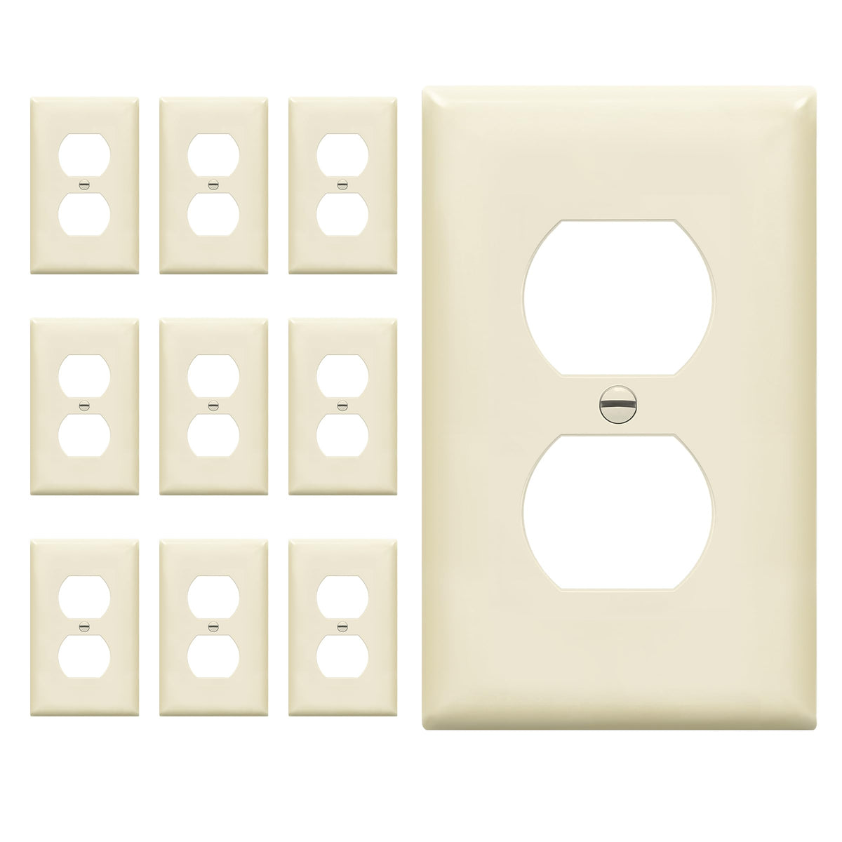 ENERLITES 10 Pack Outlet Covers Wall Plate for Duplex Receptacle, White