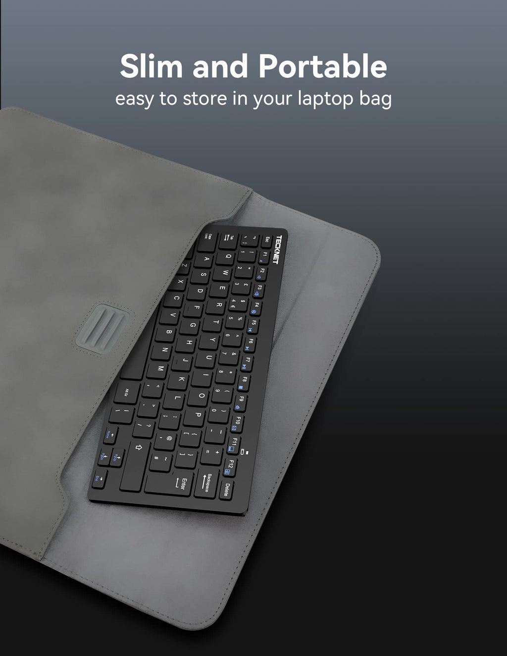 TECKNET 2.4G Wireless Compact Mini Keyboard, UK Layout, White