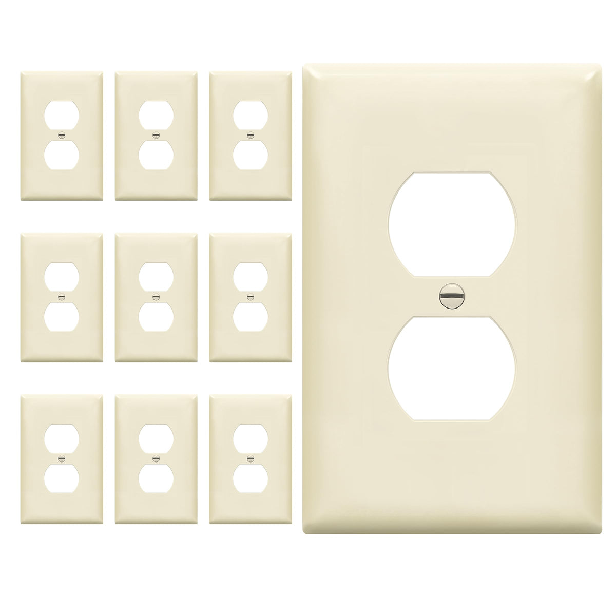 ENERLITES 10 Pack Outlet Covers Wall Plate for Duplex Receptacle, White