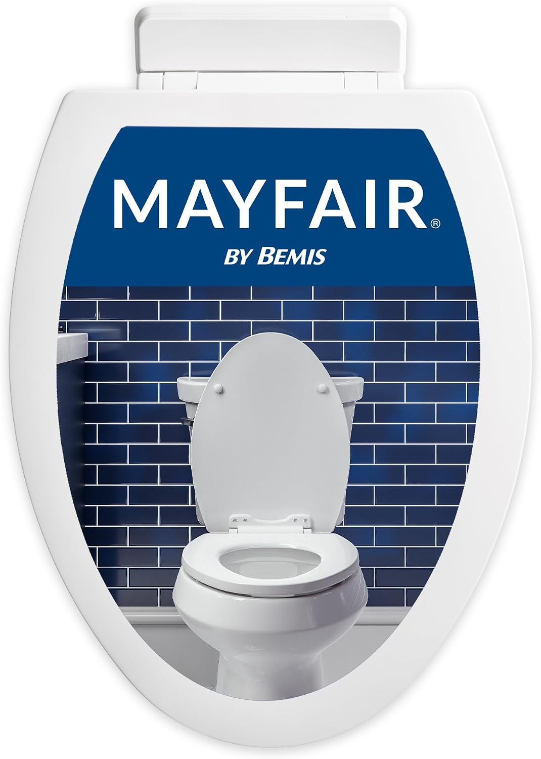 Mayfair Linden Slow Close Toilet Seat, Non Slip Heavy Duty Wood, Easy Install, Elongated, White