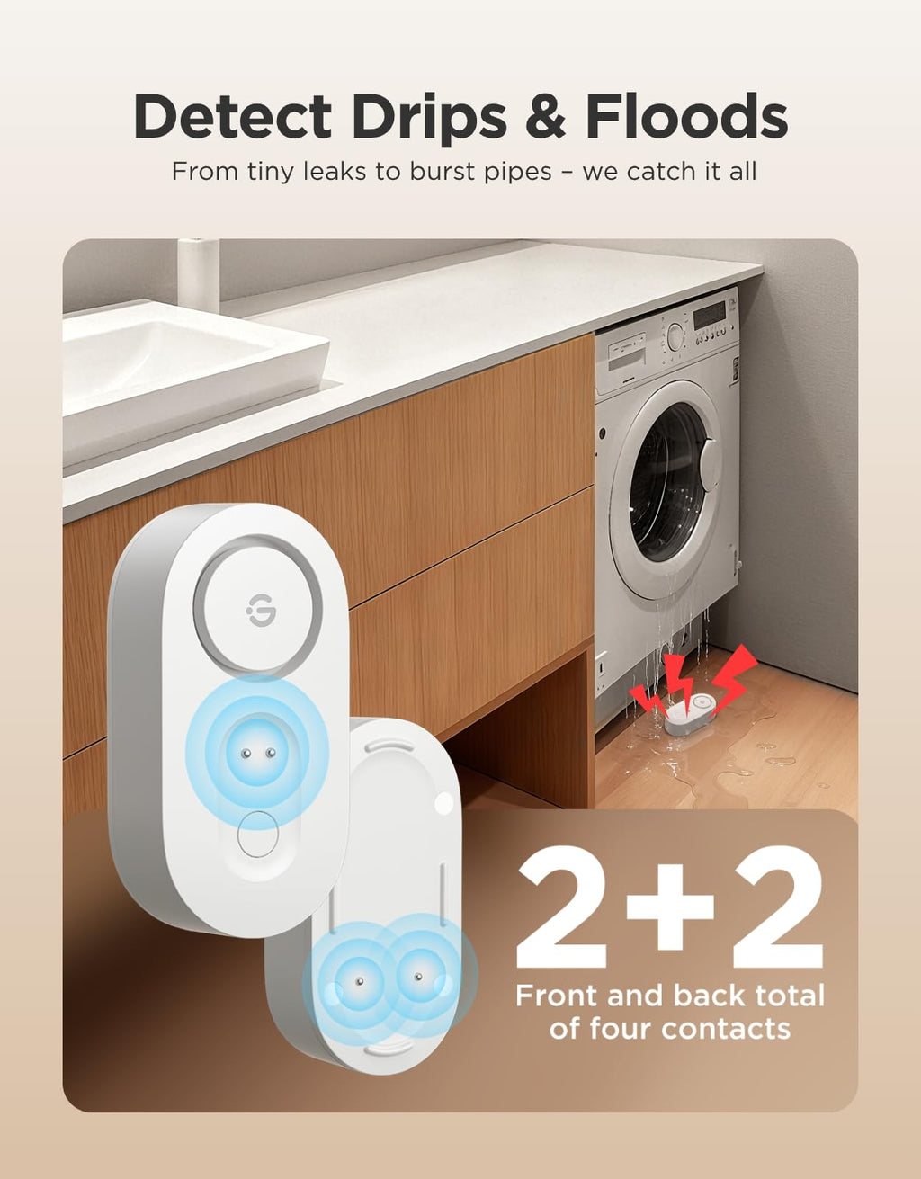 GoveeLife Upgraded Smart Water Leak Detector 1s with High Alarm, 3 Pack