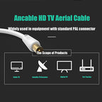 Ancable TV Aerial Cable with Coaxial Adapter 1M White TV Ariel Lead