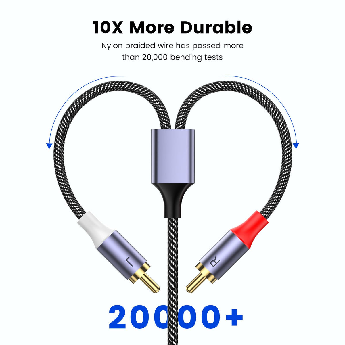 MOSWAG RCA Stereo Cable,2-Male to 2-Male RCA Audio Stereo Cable 10Ft/3M,RCA Cord Auxiliary Audio Cord Nylon Braided for Home Theater, HDTV, Amplifiers, Hi-Fi Systems, Car Audio, Speakers