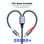 MOSWAG RCA Stereo Cable,2-Male to 2-Male RCA Audio Stereo Cable 10Ft/3M,RCA Cord Auxiliary Audio Cord Nylon Braided for Home Theater, HDTV, Amplifiers, Hi-Fi Systems, Car Audio, Speakers