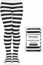 MYSASI Girls Striped Tights – Soft & Stretchy – Ages 6–14 – Perfect for School, Dance, Everyday Wear & Halloween - Kids Striped Machine washable tights - Halloween and party tights for kids