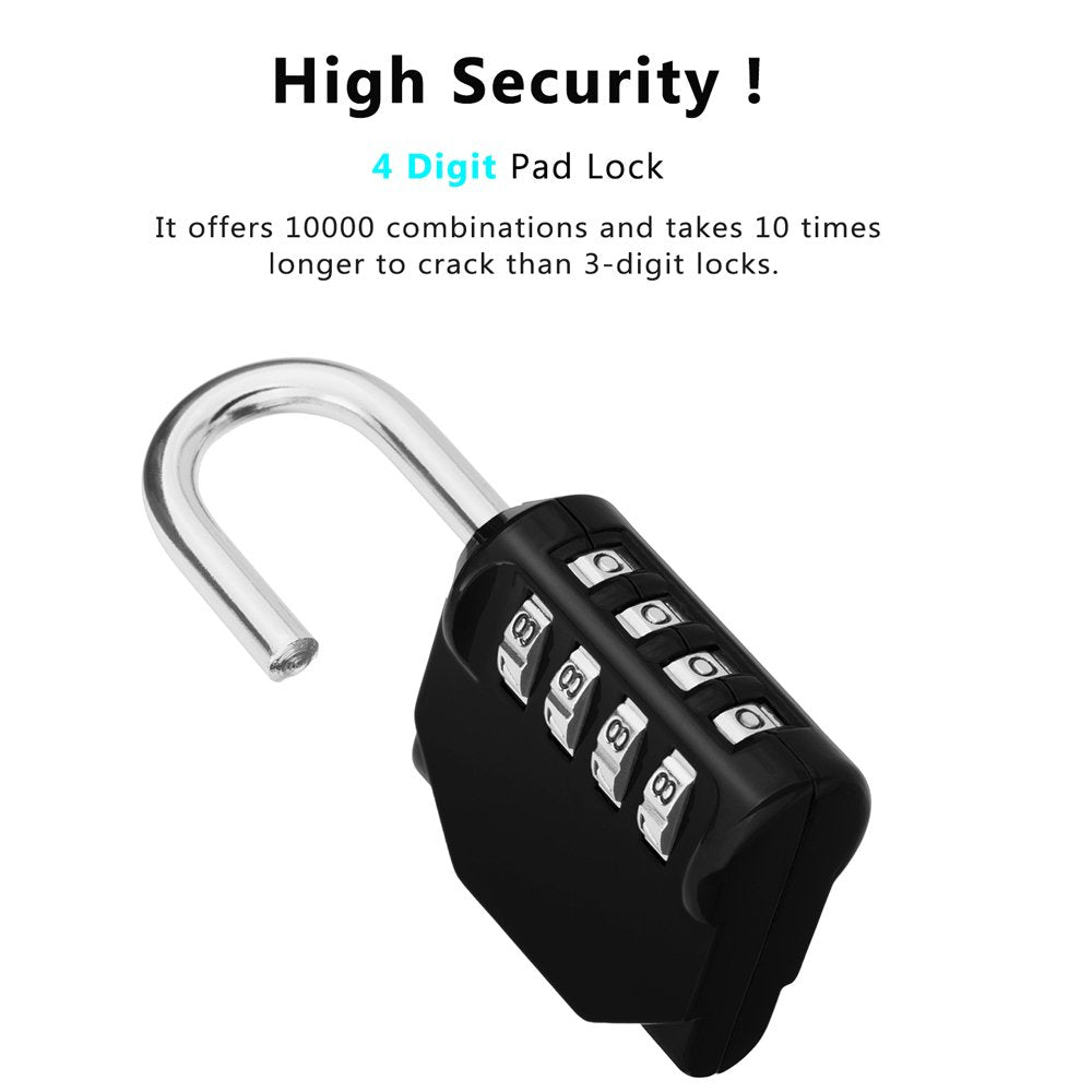 ZHEGE Combination Padlock, 4 Digit Combination Locker Padlock (Red)