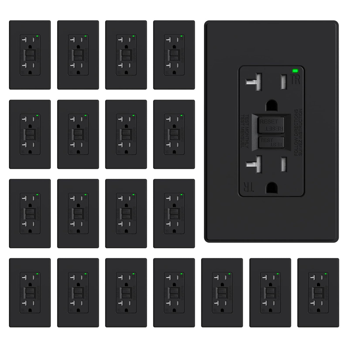 ELEGRP GFCI Outlet 20 Amp, Self-Test GFI Electrical Outlet with Thinner Design, TR Tamper Resistant GFCI Receptacle, Ground Fault Circuit Interrupters with Wall Plate, UL Listed, Light Almond, 1 Pack