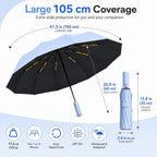24K Strongest Windproof Travel Compact Umbrella Sturdy Frame Automatic Umbrella for Women & Men