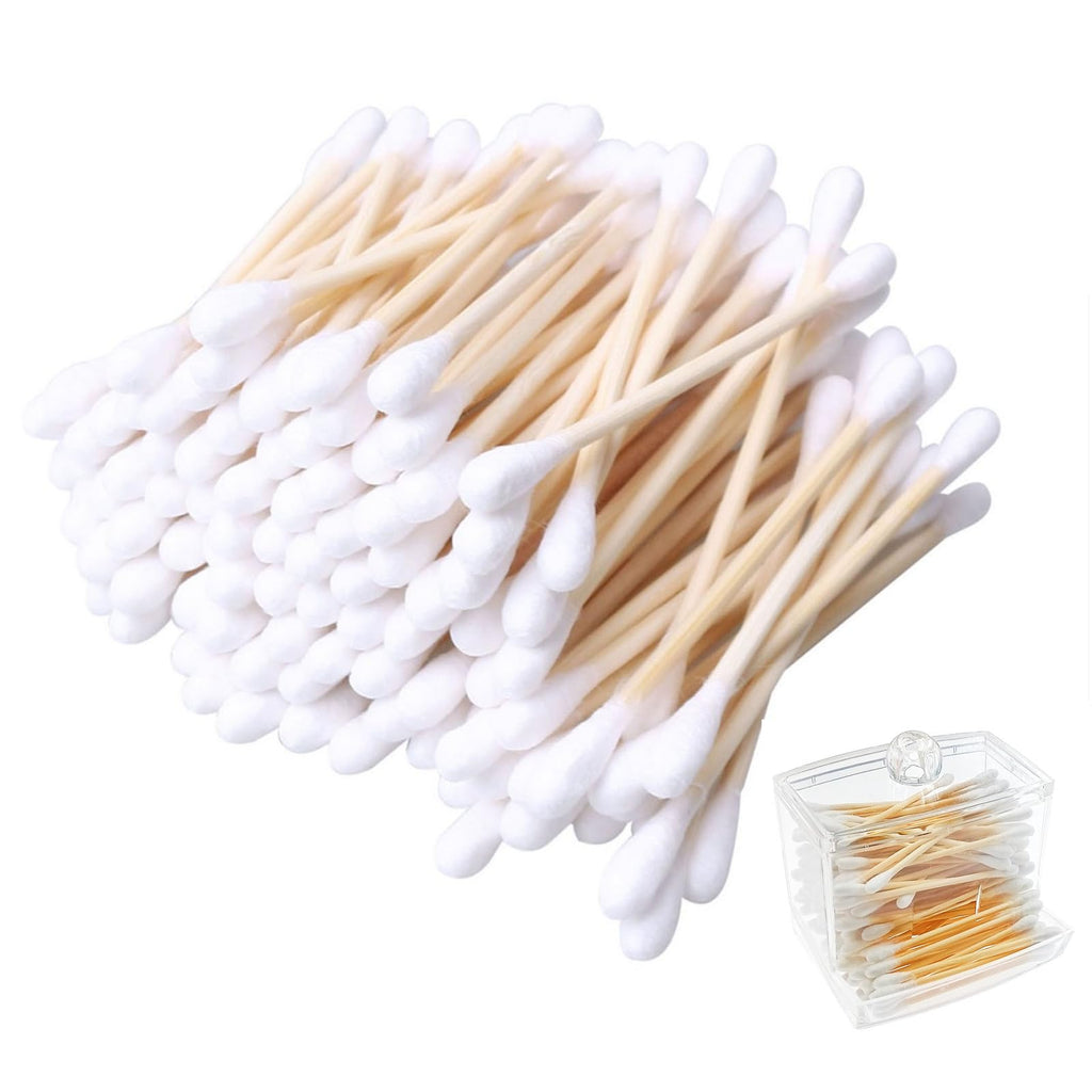 600 pk Bamboo Cotton Buds (6 x 100) by ZHIYE, 100% Biodegradable Cotton Swab with Wooden Handles for Cleaning Ear, Makeup,Keyboard,Wound etc