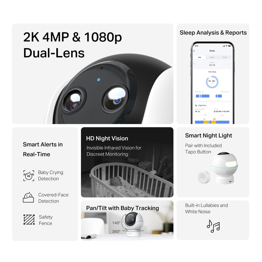 Tapo C200P2 2-Pack Full HD Indoor Security Camera Pet Camera House Security