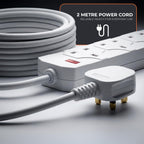 Wolf Power 4 Way Extension Lead, 2 Metre Extension Cable with UK 3 Pin Plug, Multi Socket Power Strip, Wall Mountable, Suitable for Home, Office & Appliances (White, 1 Pack)