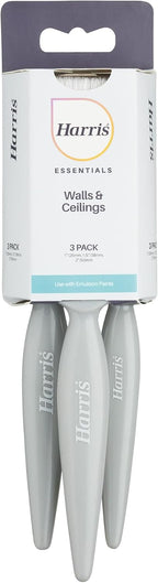 Harris Essentials Walls & Ceilings Paint Brushes, 3 Brush Pack, 1", 1.5", 2"