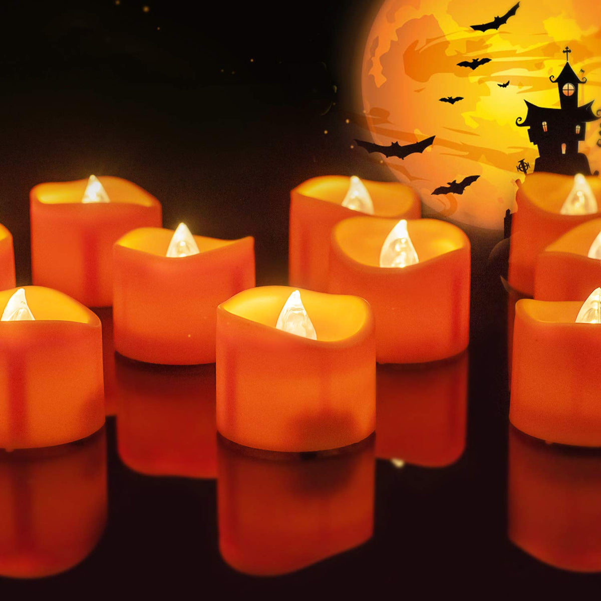 Homemory Orange Drip Real Wax Flameless Candles with Remote Timer, Set of 3