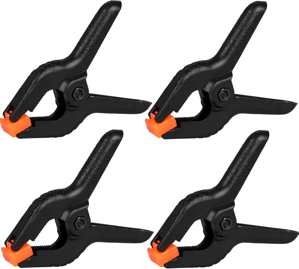 12 Pack Plastic Spring Clamps, 3.5inch Small Heavy Duty Clips for Crafts, Backdrop Stand, Woodworking, Photography Studios (Black)