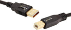 Amazon Basics USB Printer Cable, USB-A to USB-B 2.0, 1.8 m, Black
