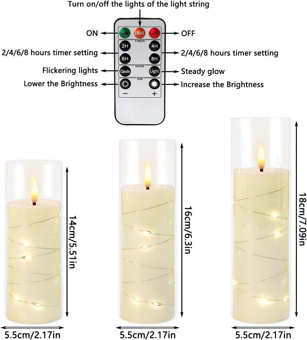 YOROXRG Solar flameless Candles Outdoor Waterproof,Dusk to Dawn Outdoor Lighting, Flickering fameless Reusable LED Light Candles for Lantern Garden Camping and Home Decor, 3D Wick (3"X6") Set of 2