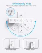 Surge Protector Outlet Extender with Rotating Plug, Multi Plug Wall Outlet