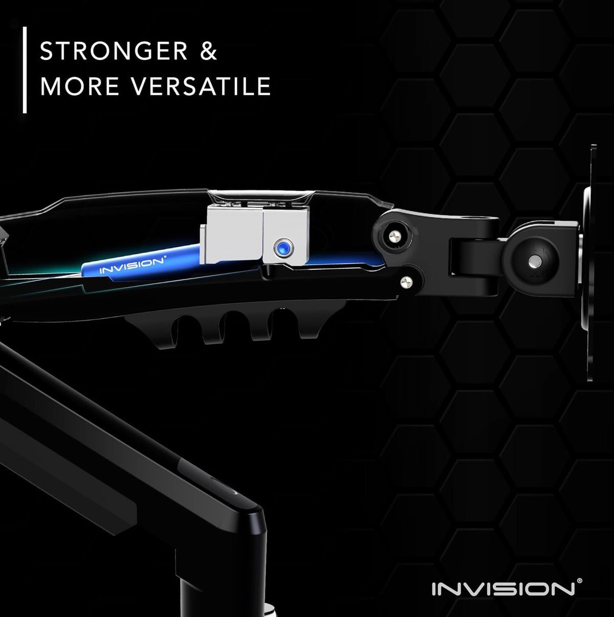 Invision Monitor Arm Desk Mount for 19-32 Inch Screens - VESA 75/100mm Desk Clamp Stand - Tool Free Height Adjustment with Tilt Swivel Rotate - Increased Load Capacity from 2-9kg MX200 Single Arm