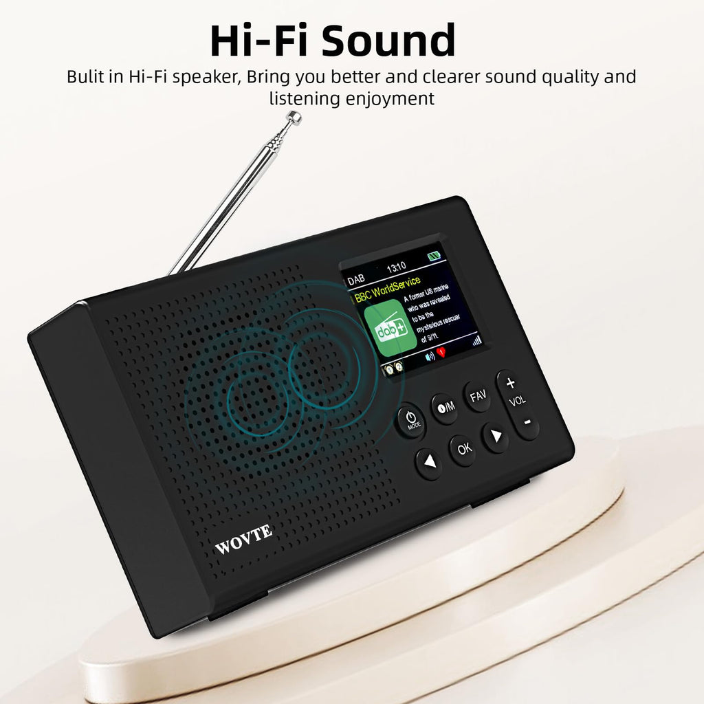 DAB Radio Portable, WOVTE DAB+ Digital Radio Rechargeable FM Radio