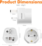 GRIFEMA EU to UK Plug Adapter with 13A Fuse 2 Pack