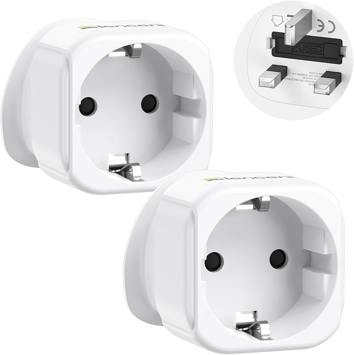 LENCENT 2 Pack EU to UK Plug Adapter