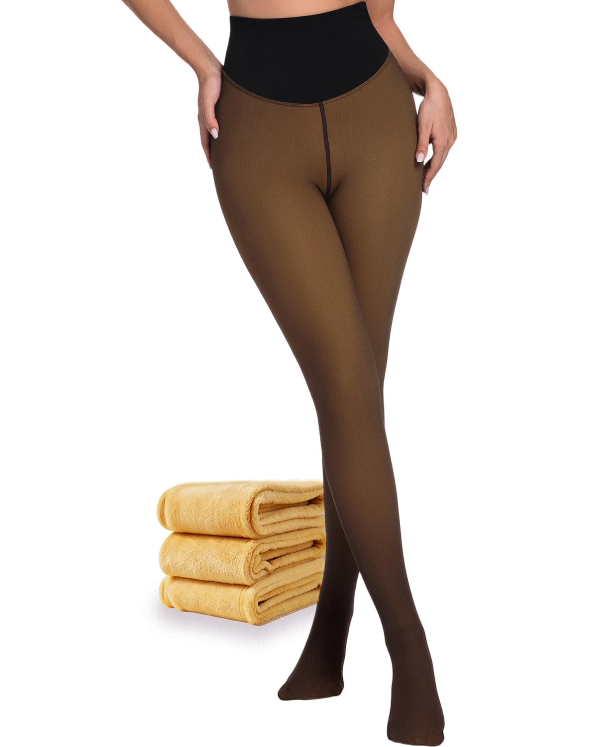 HOWIN Fleece Lined Tights Winter Thermal Tights for Women Fake Translucent