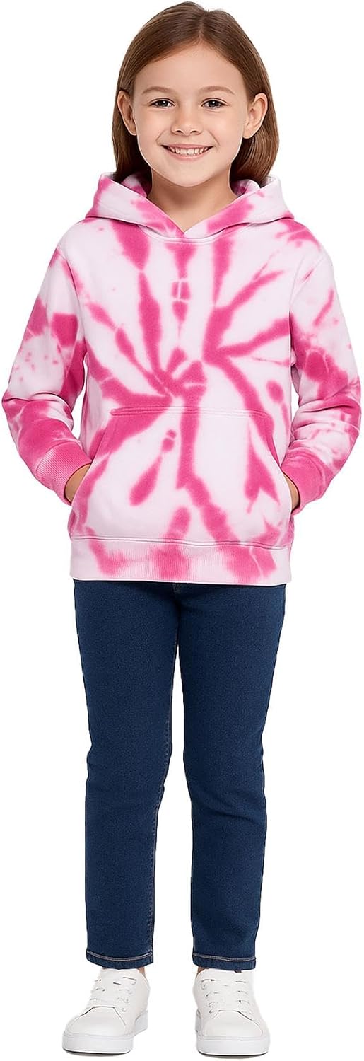 A2Z 4 Kids Girls Boys Plain Sweatshirt Tie Dye Pullover Shirt Fleece Hooded Jumper PE School Warm Coats Long Sleeve Top New Casual Fashion for Childrens Unisex Age 2-13 Years
