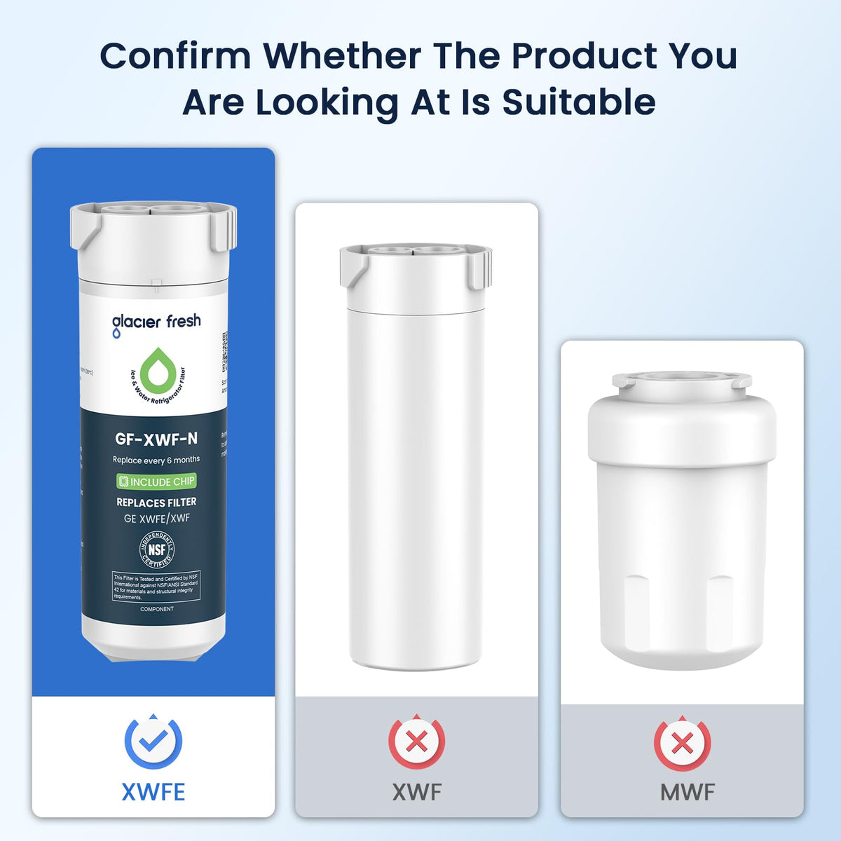 GLACIER FRESH XWFE (Built-in CHIP) Refrigerator Water Filter Pack of 1