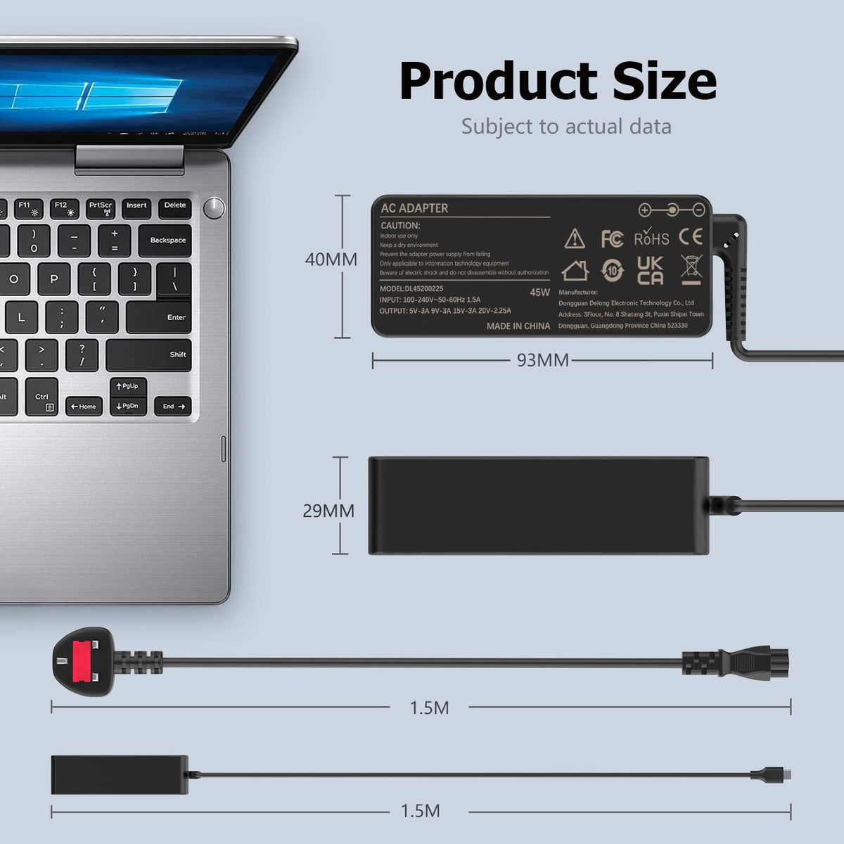 90W Laptop Charger Compatible with HP EliteBook Probook Pavilion Compaq