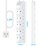 PIBEEX Extension Lead 2 Way Plug Sockets with Individual Switches Wall Mountable Power Strip 3M Extension Cable 13A Fused UK Plug 3250W