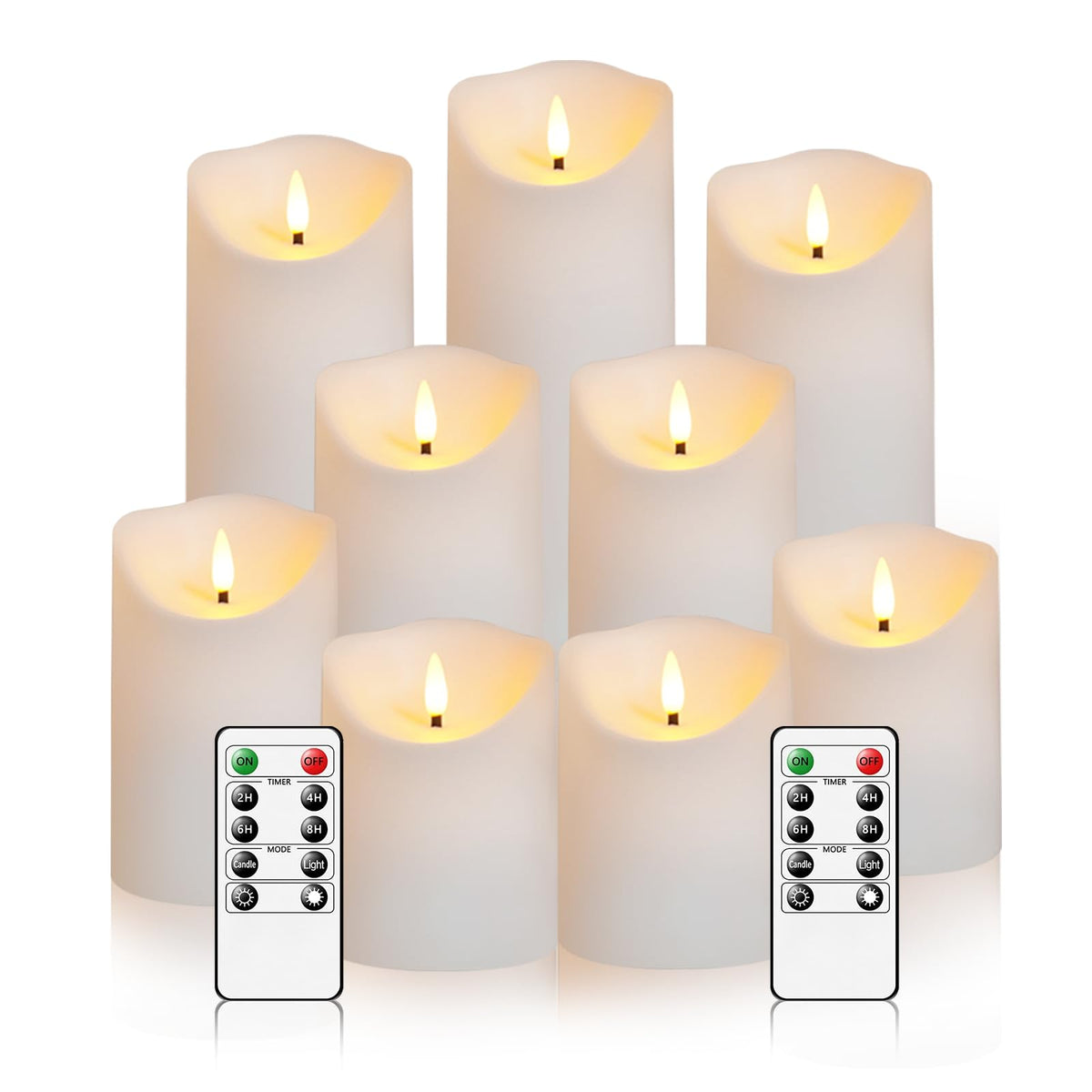 Nimiko Flameless Candles with Remote, Battery Operated Flickering Flameless Candles, LED Candles with Timer 2/4/6/8H, with Realistic LED Candles Set of 12 (D2.2 x H 5" 6" 7") (Black)