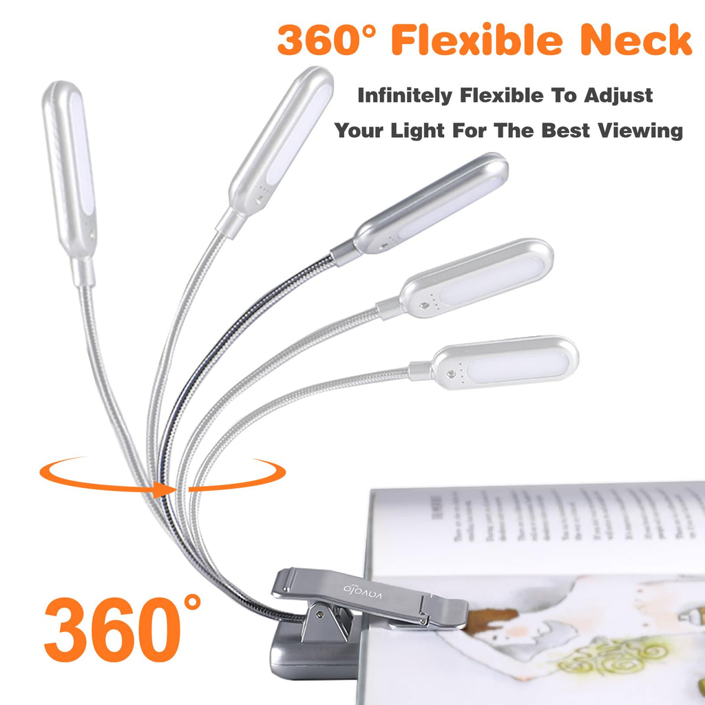 VAVOFO Rechargeable Reading Light, Clip on Book Light for Reading in Bed