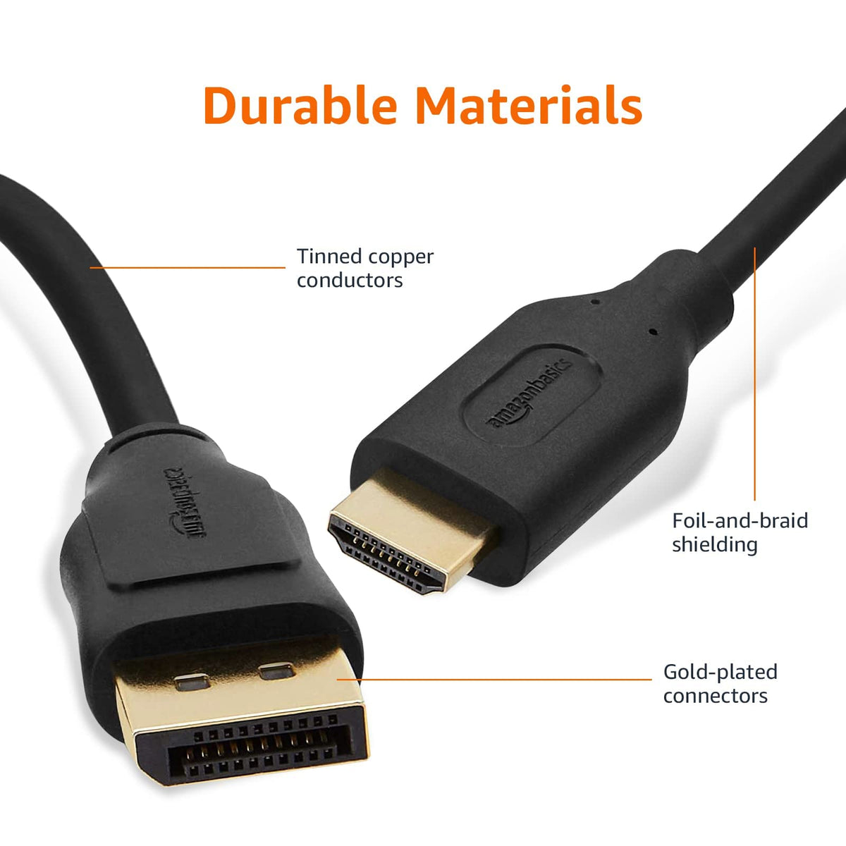 Amazon Basics DisplayPort to HDMI Cable, Uni-Directional, 0.9 m, Black