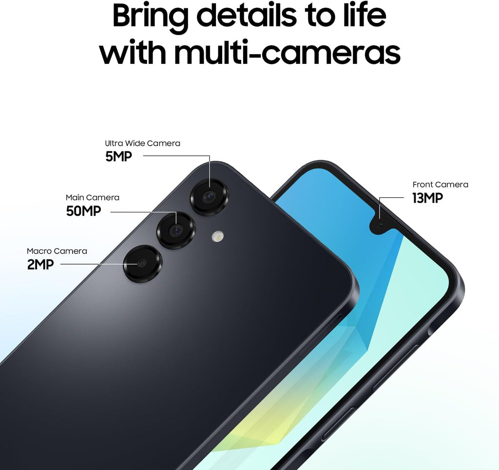 Samsung Galaxy A16 4G Android Smartphone, Super Amoled 6.7" Screen, Multiple Cameras, 128GB Storage, Blue Black, 3 Year Manufacturer Extended Warranty (UK Version)