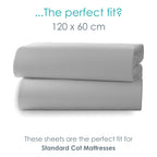 Clair de Lune 2 Pack Fitted Jersey Cotton Cot Sheets 60 x 120 cm (White)