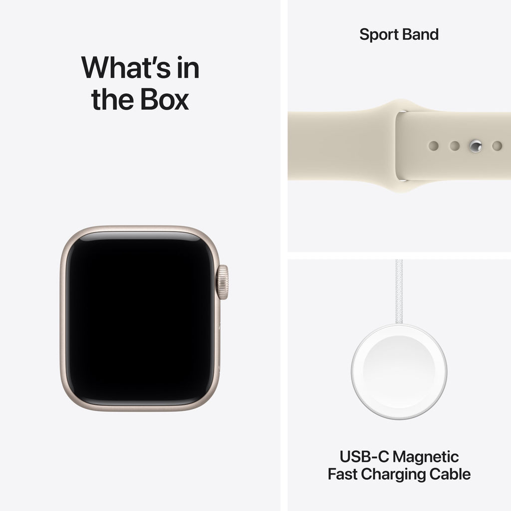 Apple Watch SE 3 GPS 40mm Smartwatch with Starlight Aluminium Case with Starlight Sport Band S/M. Fitness and Sleep Trackers, Heart Rate Monitor, Always-On Display, Water Resistant