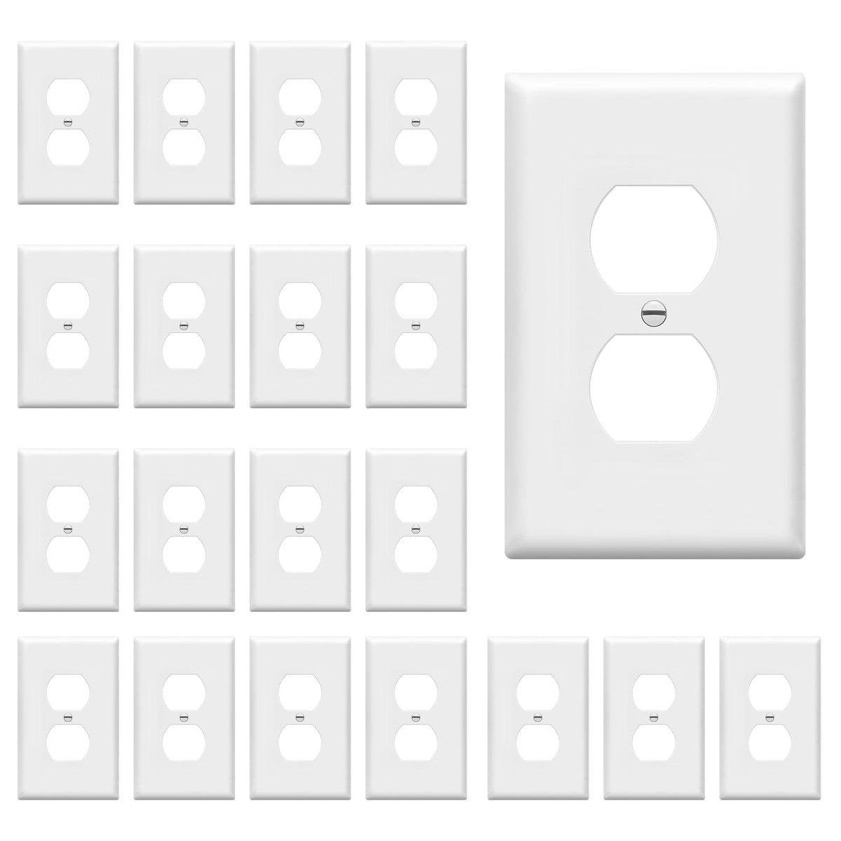 ENERLITES 10 Pack Outlet Covers Wall Plate for Duplex Receptacle, White