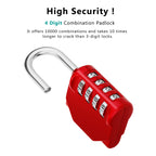 ZHEGE Combination Padlock, 4 Digit Combination Locker Padlock (Red)