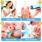 Qunlions life Baby Healthcare and Grooming Kit, Infant Safety Care Set with Hair Brush Comb Nail Clipper, Baby Essentials Kit for Newborn Girls Boys (Green 14 in 1）