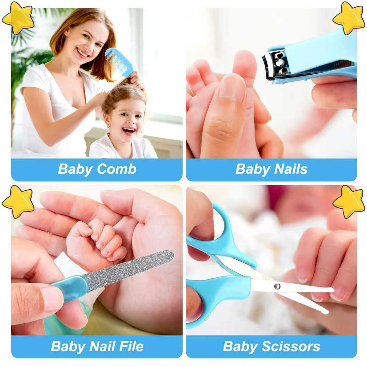 Qunlions life Baby Healthcare and Grooming Kit, Infant Safety Care Set with Hair Brush Comb Nail Clipper, Baby Essentials Kit for Newborn Girls Boys (Green 14 in 1）