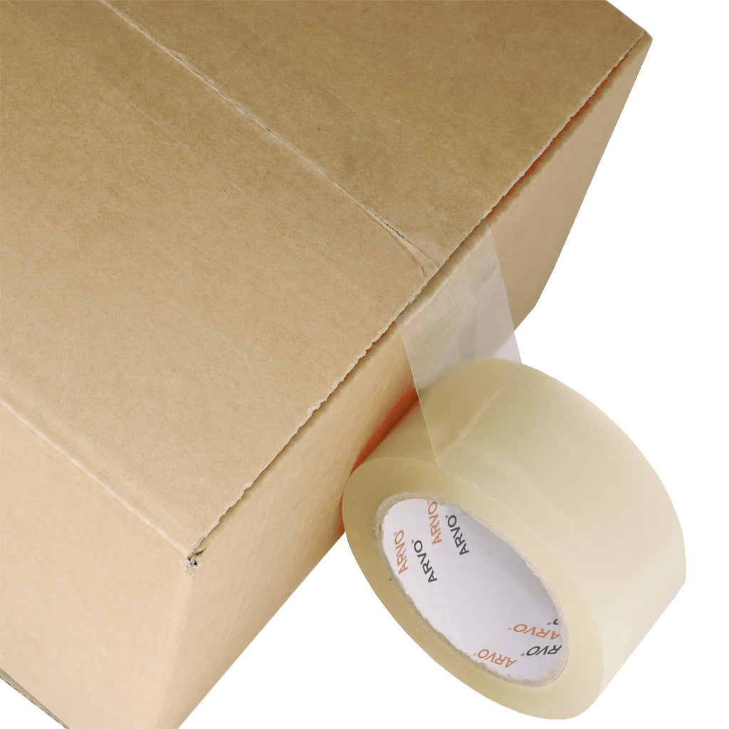 ARVO Clear Packing Tape 6 Rolls with Low Noise (48mm x 60m) - Durable Parcel Sealing Tape for Packing Boxes, Secure Packaging for Moving House