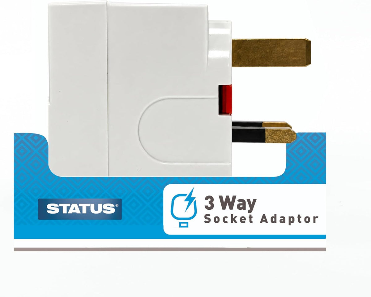 STATUS 3 Way Multi Plug Adaptor, White