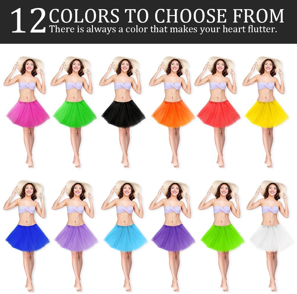 Tutu Skirts for Women, Elastic 3 Layered Tulle Tutus Skirt for Adult Dance Ballet Skirts for Dress-up Parties Dancing