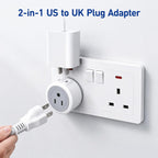US to UK Plug Adapter, 2 in 1 USA to UK Travel Adaptor with 13A Fuse