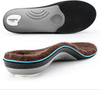 VALSOLE Thick Warm Wool Insoles for Men Women,Orthotic Insole,Arch SupportFor Insole,Plantar FasciitisInsole,for OverPronation,Flat Feet,Metatarsalgia,Heel Pain,Fleece Thermal Insoles(4-23cm,Brown)